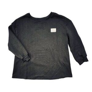 🛍️2 for $25 Sale🛍️ Black‎ Waffle Square Crew Neck Sweatshirt 1X Cozy